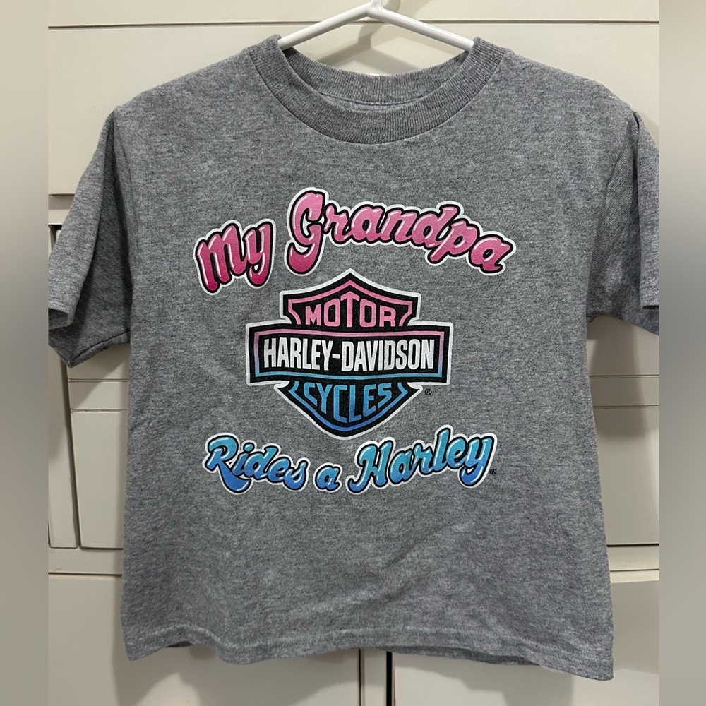 Harley-Davidson Little Girls' My Grandpa Rides A Harley Toddler Tee